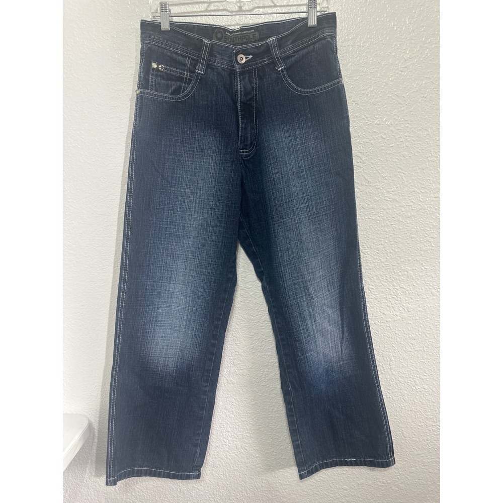 Southpole Mens Baggy Wide Leg Jeans Dark Wash Faded Y2K Streetwear Size 30